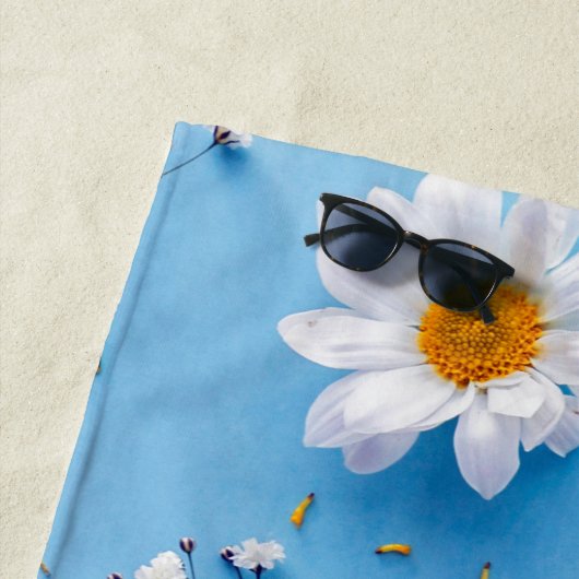 Serviette De Plage Floral Daisy Motif - Bleu clair (En situation)