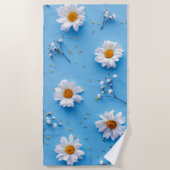 Serviette De Plage Floral Daisy Motif - Bleu clair (Devant)