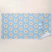 Serviette de plage Floral Daisy personnalisée Nom  (Devant)