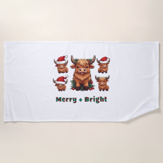 Serviette De Plage Floral Écossais Highland Vache ferme Vache poilue