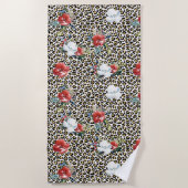 Serviette De Plage Floral Empreinte de léopard d'or (Devant)