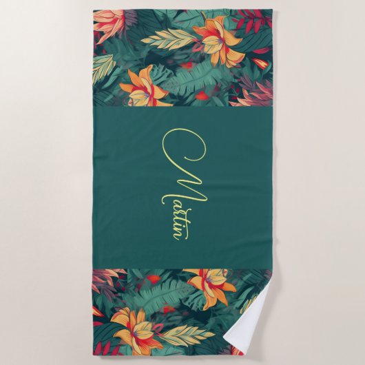Serviette De Plage Floral Hawaïen (Devant)