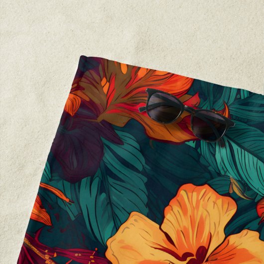 Serviette De Plage Floral Hawaïen (En situation)
