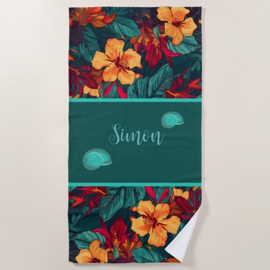 Serviette De Plage Floral Hawaïen (Devant)