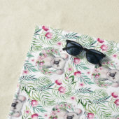 Serviette De Plage Floral KOALA OURS Monogramme Filles Pièce à couche (En situation)