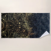 Serviette De Plage Floral Mandala or bleu (Devant)