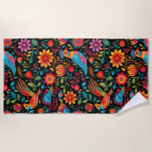 Serviette De Plage Floral mexicain coloré (Devant)