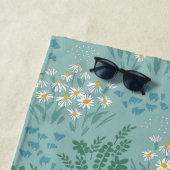 Serviette De Plage Floral moderne marguerite bleu girly élégant éléga (En situation)