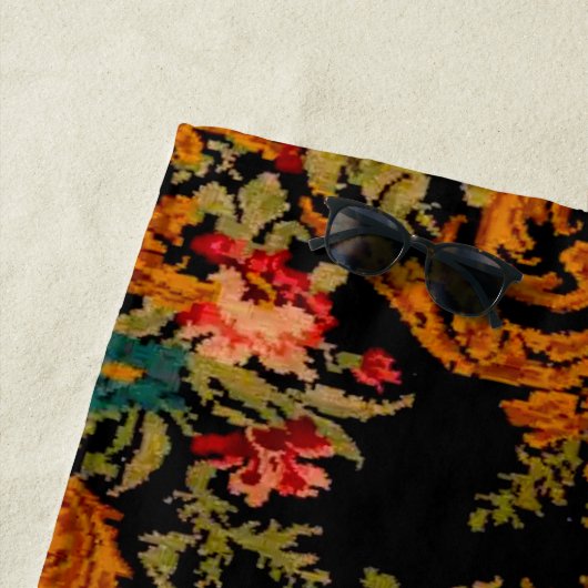 Serviette De Plage Floral noir (En situation)