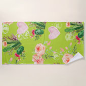 Serviette De Plage Floral Pastel Cactus (Devant)