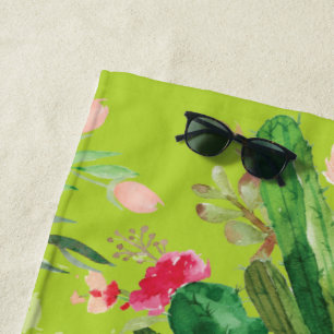 Serviette De Plage Floral Pastel Cactus