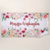 Serviette De Plage Floral personnalisé (Devant)