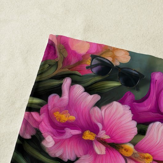 Serviette De Plage Floral rose Abstrait (En situation)