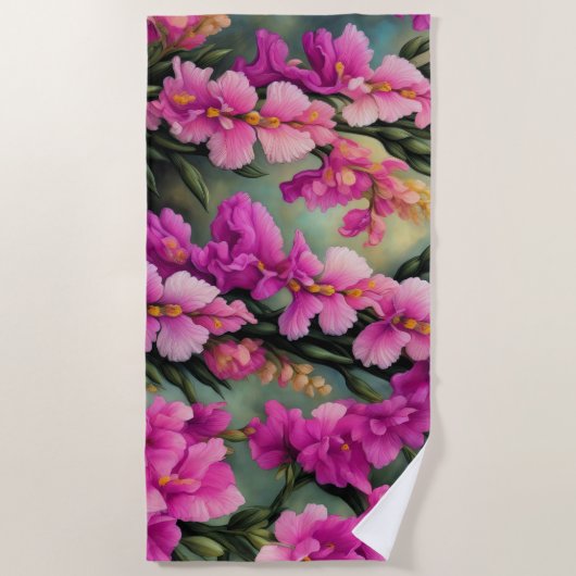 Serviette De Plage Floral rose Abstrait (Devant)