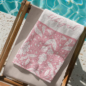 Serviette De Plage Floral rose Personnalisé style William Morris