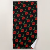 Serviette de plage Floral Rose simple rouge (Devant)