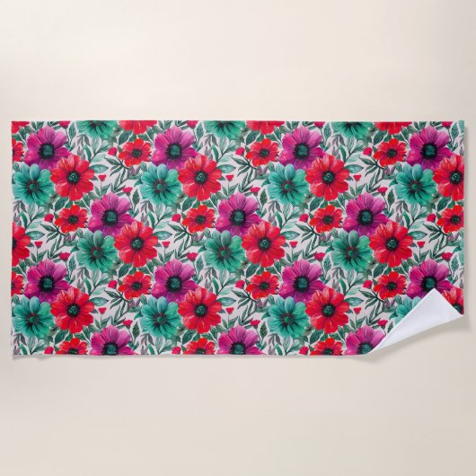 Serviette De Plage Floral rustique mode rétro motif (Devant)