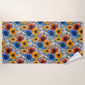 Serviette De Plage Floral rustique mode rétro motif (Devant)