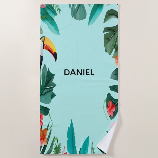 Serviette De Plage Floral Tropical Été (Devant)