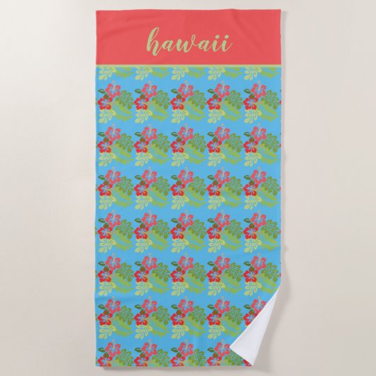 Serviette De Plage Floral tropical personnalisé (Devant)