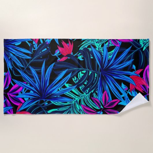 Serviette De Plage Floral tropical vibrant (Devant)