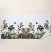 Serviette de plage florale de faune d'oiseaux de (Devant)