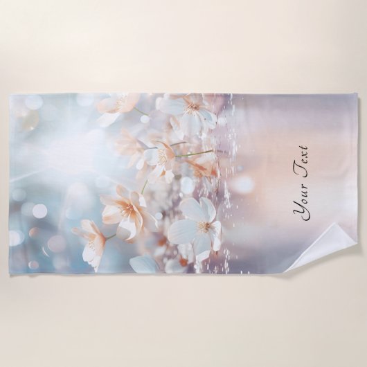 Serviette de plage florale de Pêche blanche (Devant)