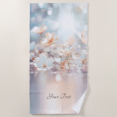 Serviette de plage florale de Pêche blanche (Devant)