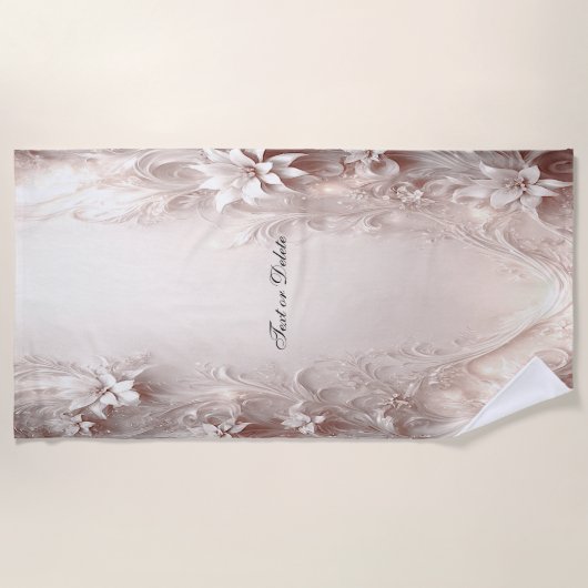 Serviette de plage florale d'ivoire blanc (Devant)