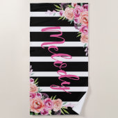Serviette de plage florale personnalisée (Devant)