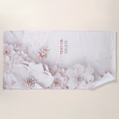 Serviette de plage florale rose ivoire (Devant)