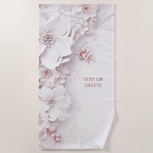 Serviette de plage florale rose ivoire (Devant)