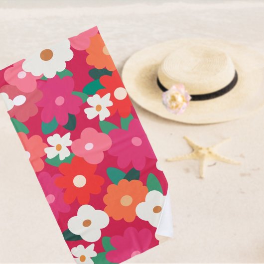 Serviette De Plage Florales Retro Colorées
