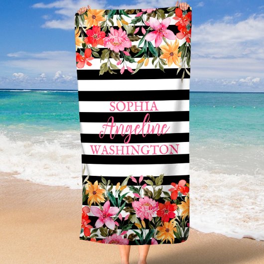 Serviette De Plage Flore radiant Personnalisé