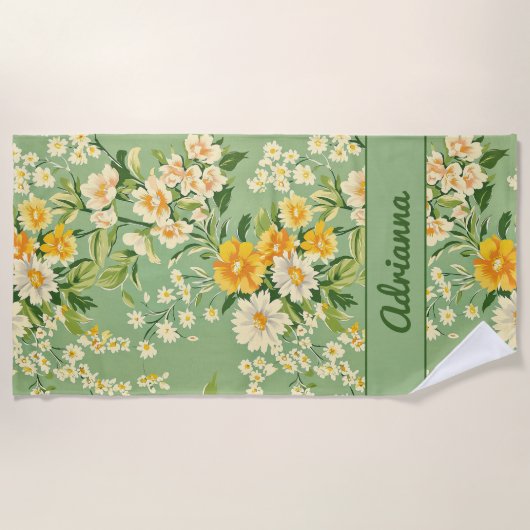Serviette De Plage Flore rétro (Devant)