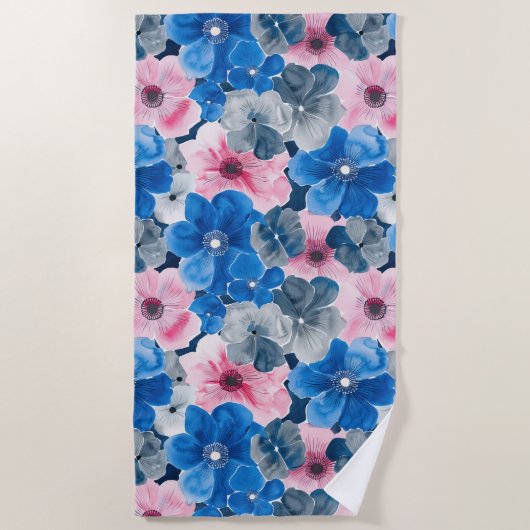 Serviette De Plage Flore rose chic (Devant)
