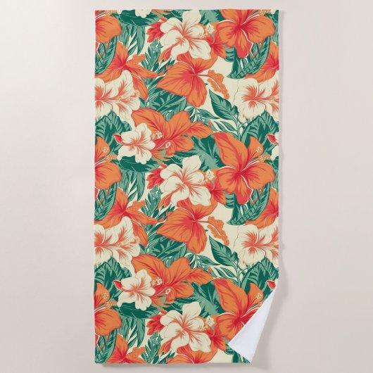 Serviette De Plage Flore tropicale hawaïenne motif (Devant)