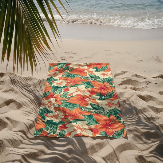 Serviette De Plage Flore tropicale hawaïenne motif