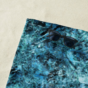 Serviette De Plage Floresta azul sob nevasca ou vidro trincado
