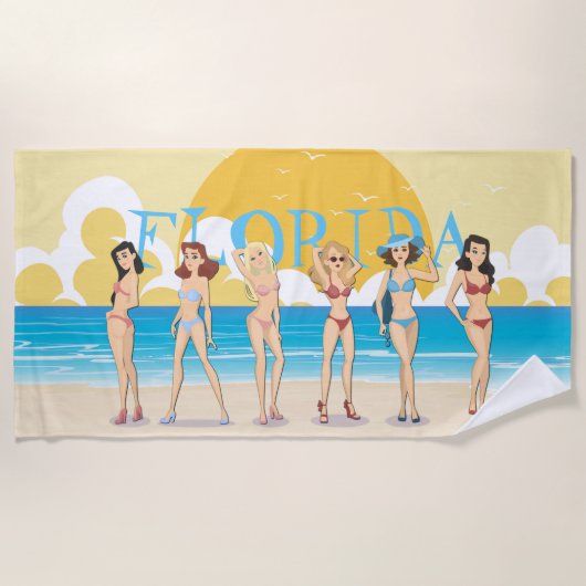 Serviette De Plage Floride Beach Bikini filles (Devant)