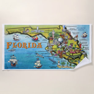 Serviette De Plage Floride Carte Plage Serviette