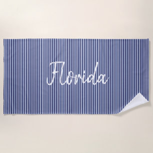 Serviette De Plage Floride rayée bleue