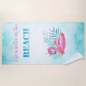 Serviette De Plage Flotteur de piscine flamant rose, Bleu (Devant)