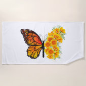 Serviette De Plage Flower Butterfly with Yellow California Poppy (Devant)