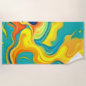 Serviette De Plage Fluidité de la Joie : Vagues Abstraites (Devant)