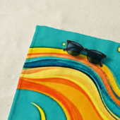 Serviette De Plage Fluidité de la Joie : Vagues Abstraites (En situation)
