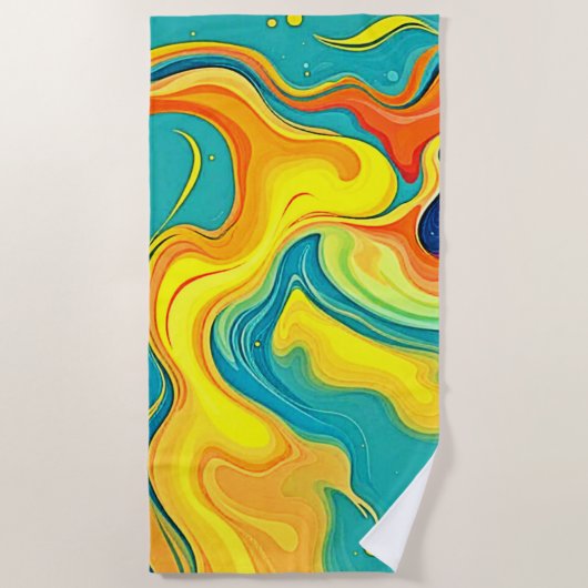 Serviette De Plage Fluidité de la Joie : Vagues Abstraites (Devant)