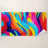 Serviette De Plage Flux de couleurs Abstrait dynamique (Devant)