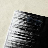 Serviette De Plage Flux De Ligne Cerclée Noir Et Blanc (En situation)