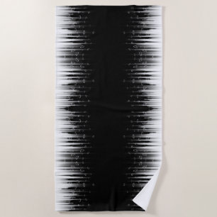 Serviette De Plage Flux De Ligne Cerclée Noir Et Blanc